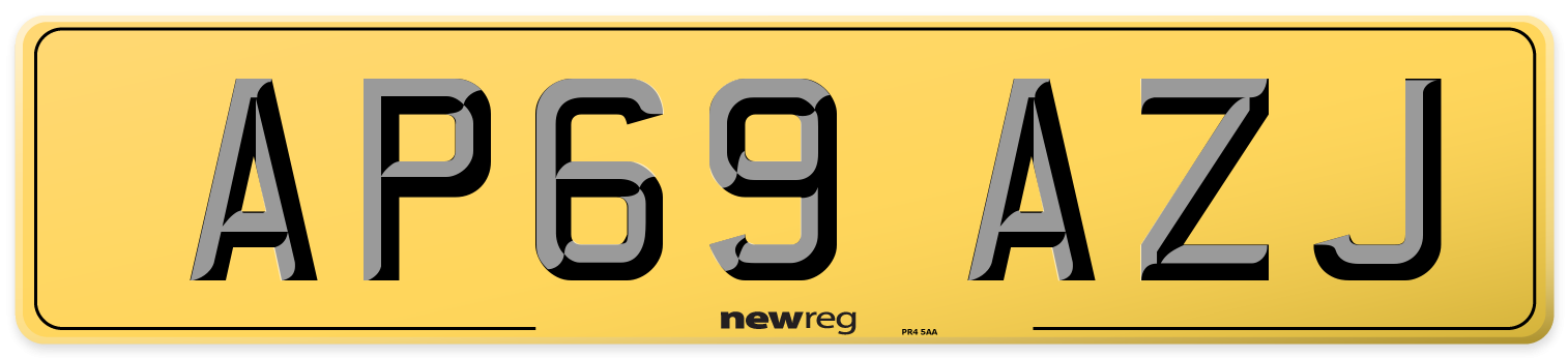 AP69 AZJ Rear Number Plate