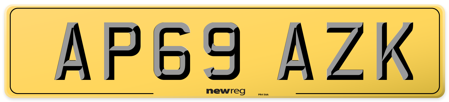 AP69 AZK Rear Number Plate