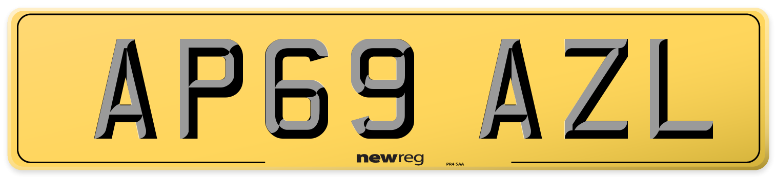AP69 AZL Rear Number Plate