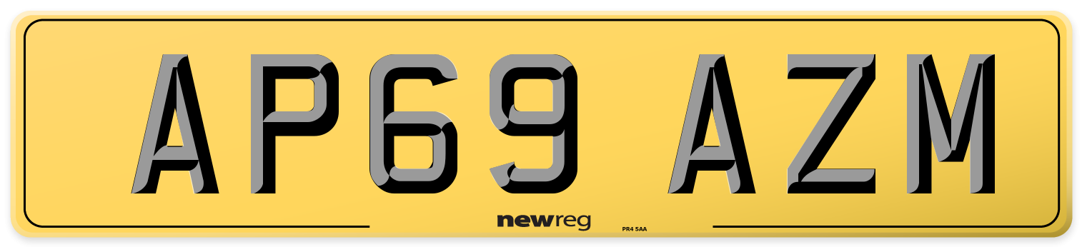 AP69 AZM Rear Number Plate