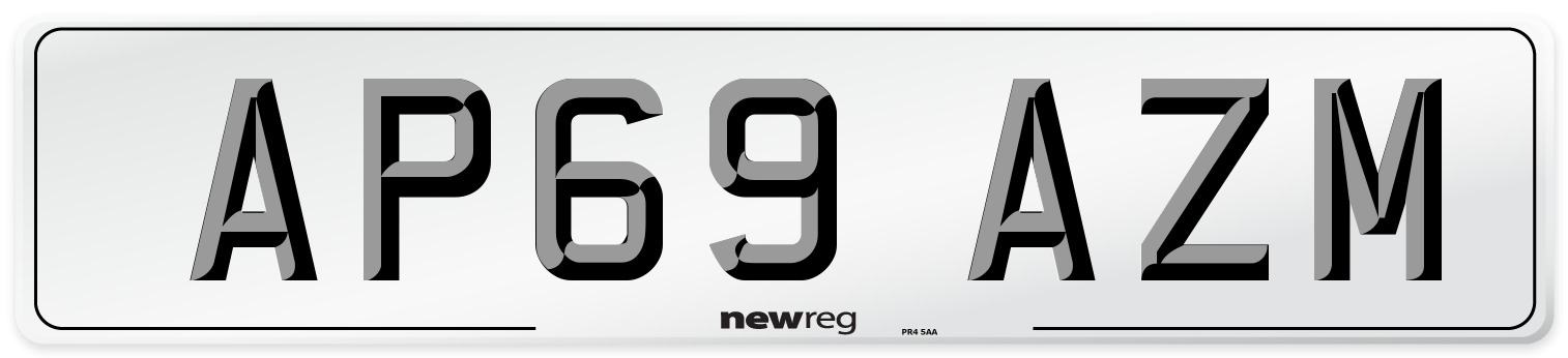 AP69 AZM Front Number Plate