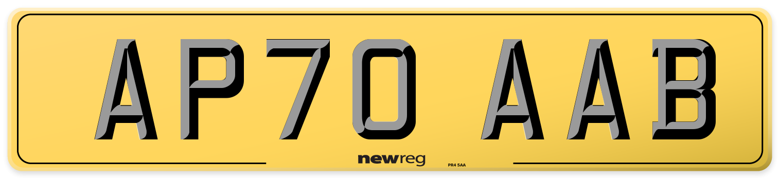 AP70 AAB Rear Number Plate