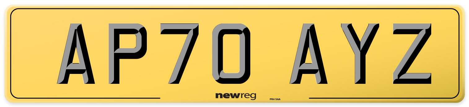 AP70 AYZ Rear Number Plate