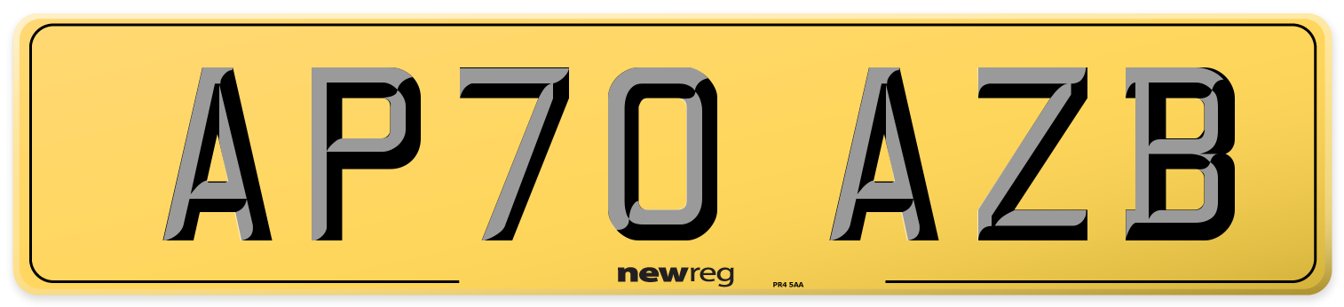 AP70 AZB Rear Number Plate