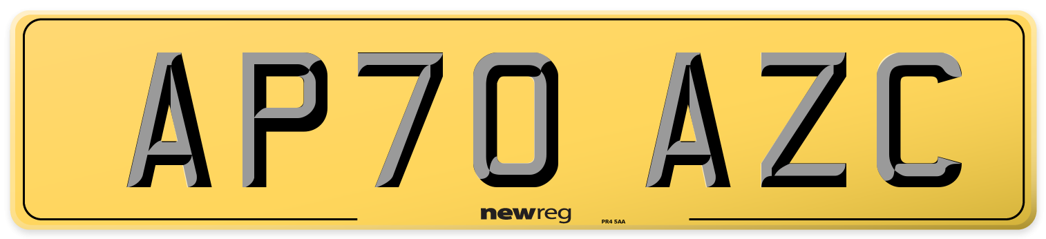 AP70 AZC Rear Number Plate