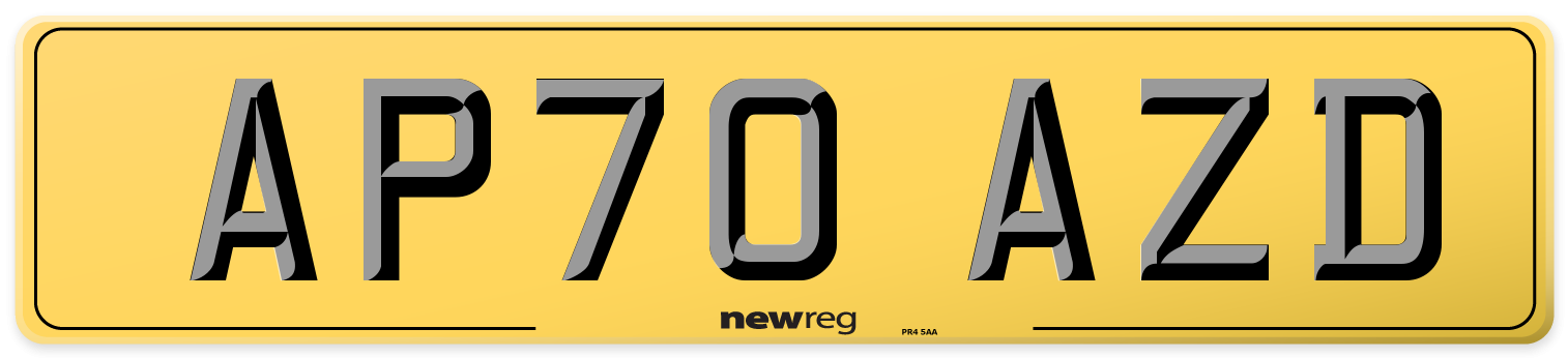 AP70 AZD Rear Number Plate