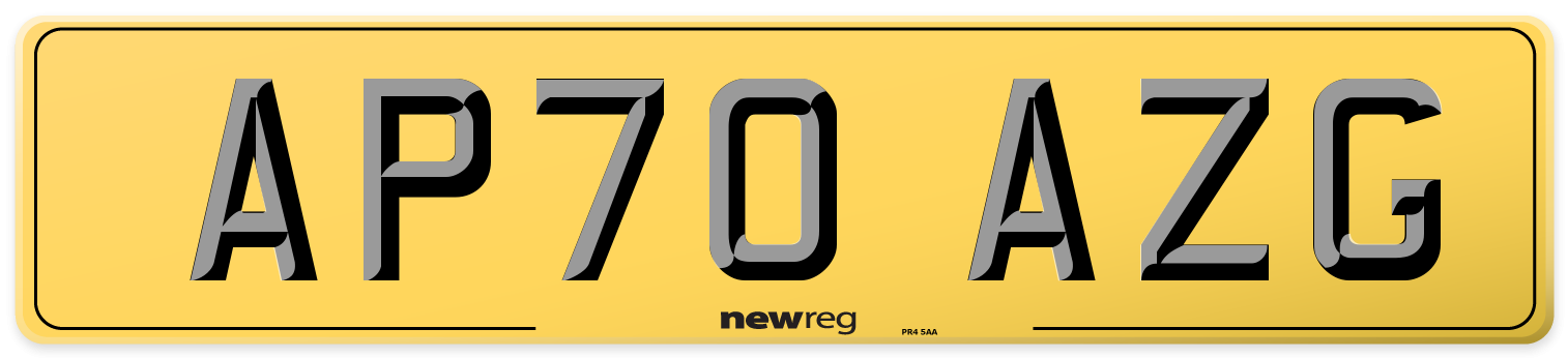 AP70 AZG Rear Number Plate