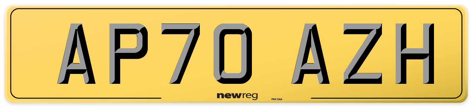 AP70 AZH Rear Number Plate