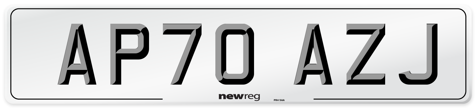 AP70 AZJ Front Number Plate