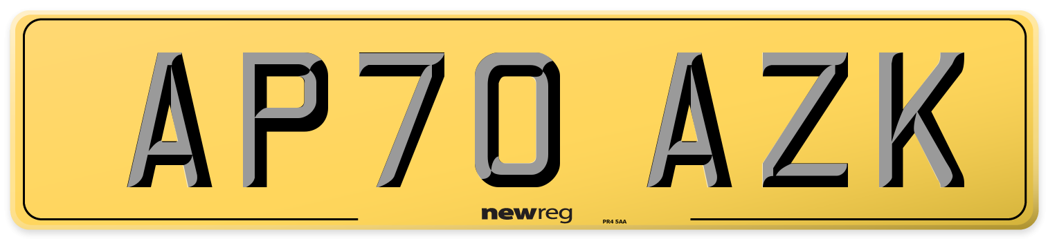 AP70 AZK Rear Number Plate