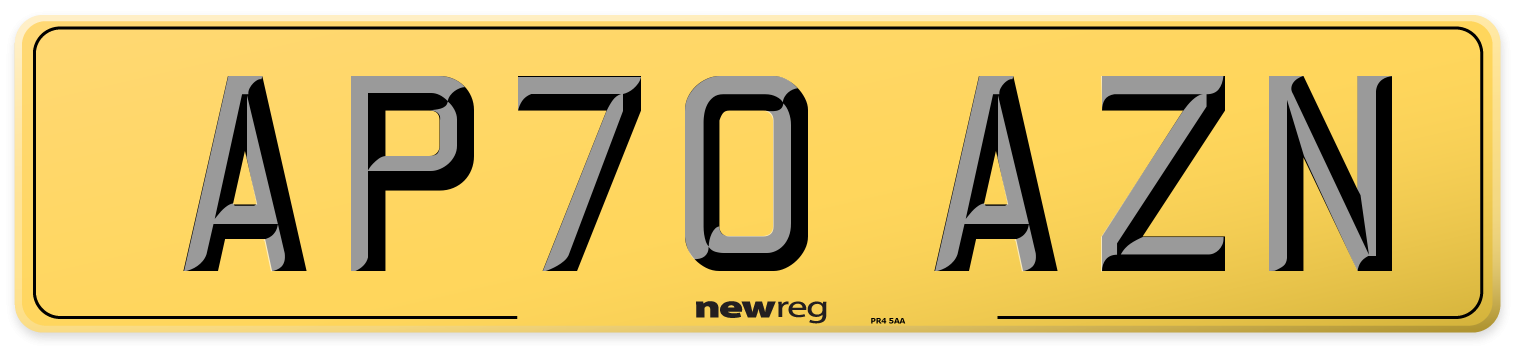 AP70 AZN Rear Number Plate