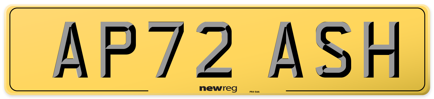 AP72 ASH Rear Number Plate