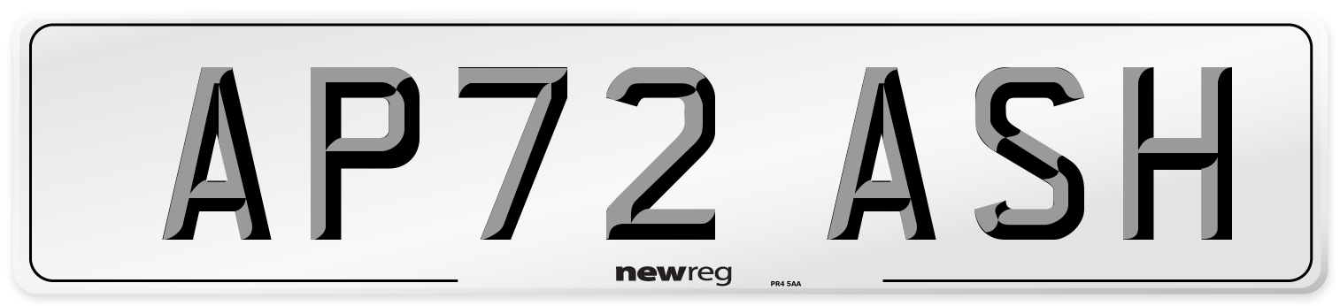 AP72 ASH Front Number Plate