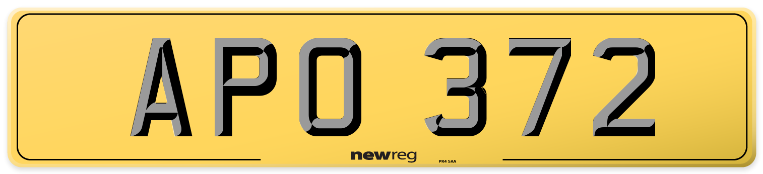 APO 372 Rear Number Plate