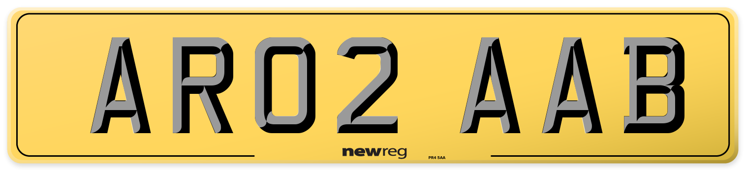 AR02 AAB Rear Number Plate