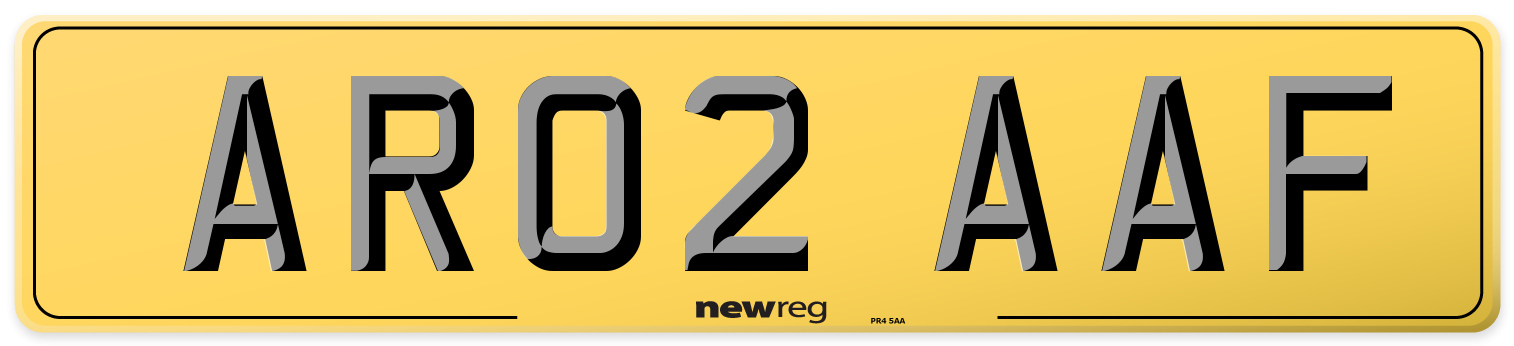 AR02 AAF Rear Number Plate