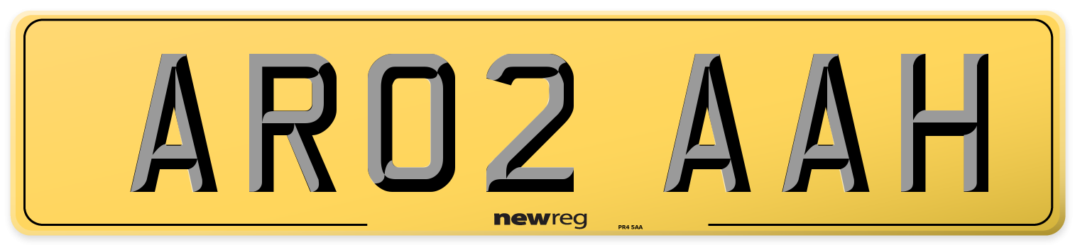 AR02 AAH Rear Number Plate