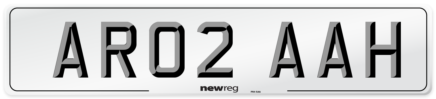 AR02 AAH Front Number Plate