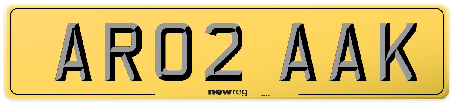 AR02 AAK Rear Number Plate