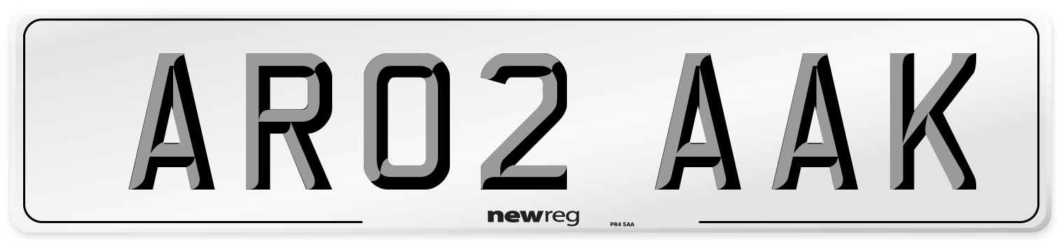AR02 AAK Front Number Plate