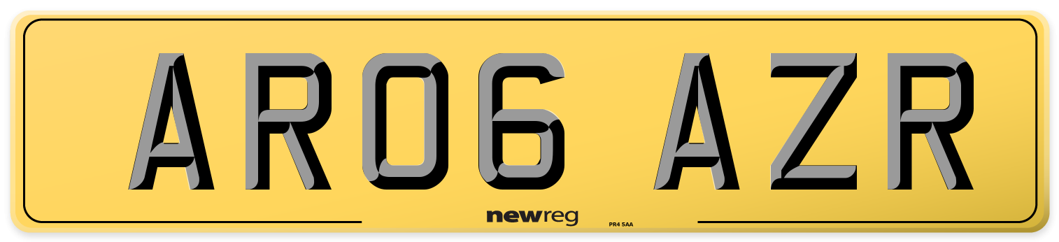 AR06 AZR Rear Number Plate