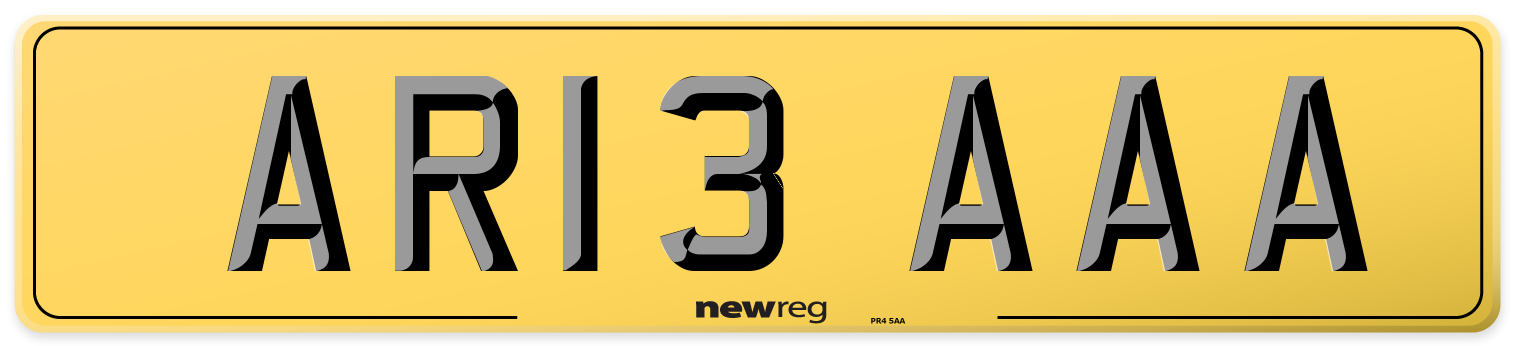 AR13 AAA Rear Number Plate