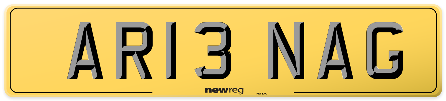 AR13 NAG Rear Number Plate