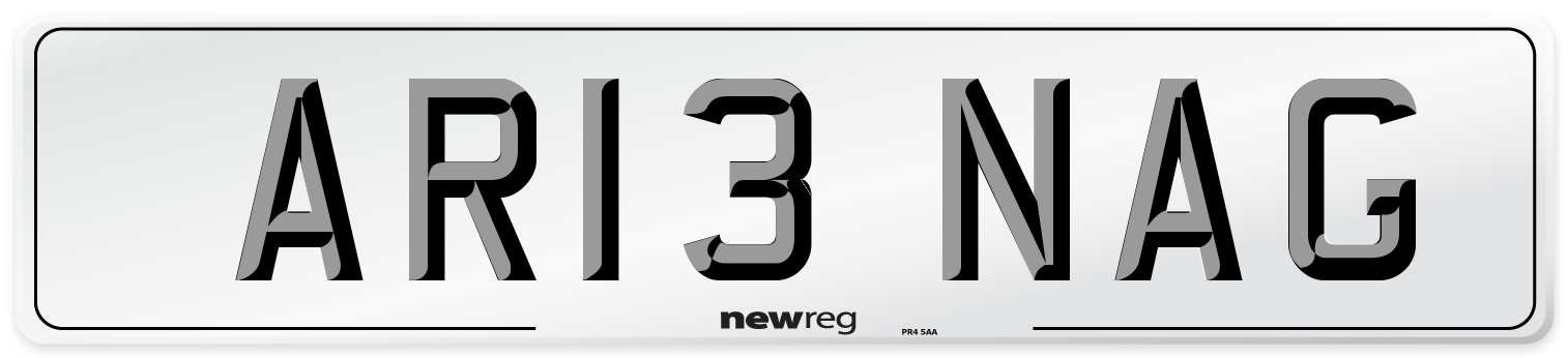 AR13 NAG Front Number Plate
