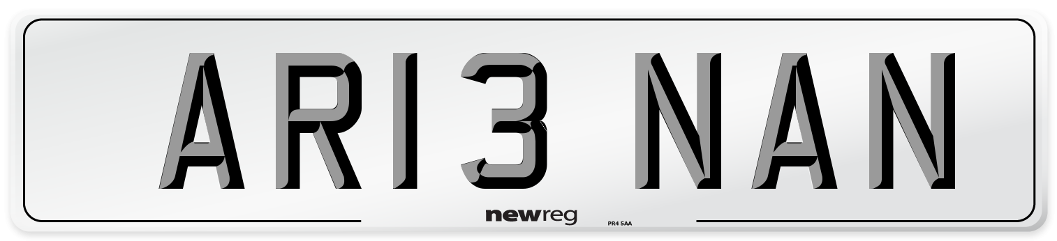 AR13 NAN Front Number Plate