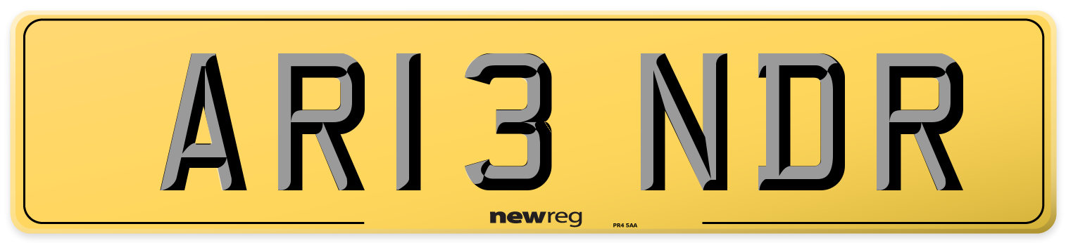 AR13 NDR Rear Number Plate