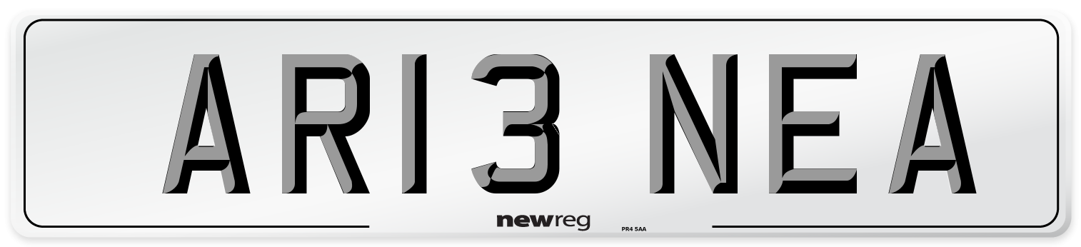 AR13 NEA Front Number Plate