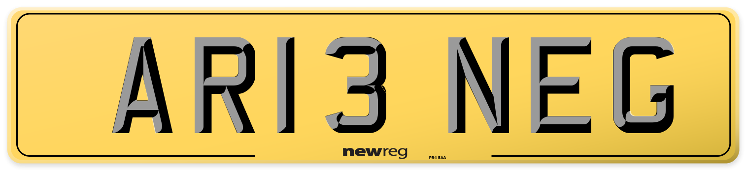 AR13 NEG Rear Number Plate