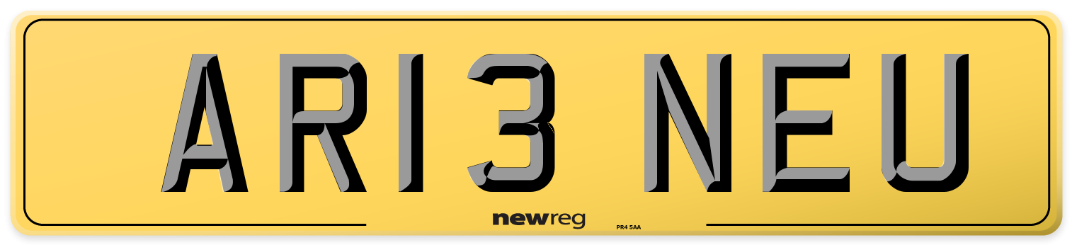 AR13 NEU Rear Number Plate