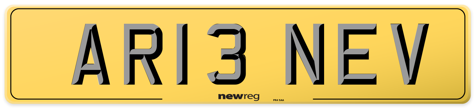 AR13 NEV Rear Number Plate