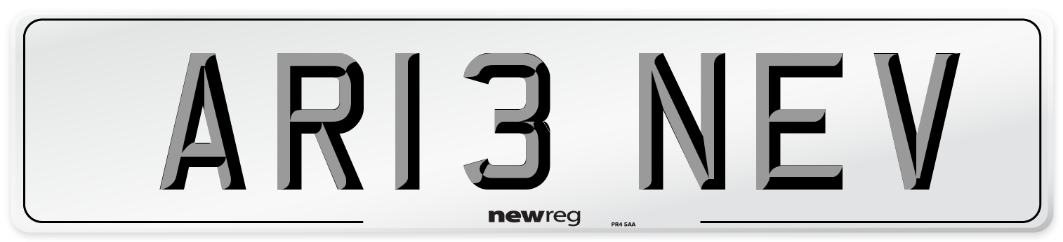 AR13 NEV Front Number Plate