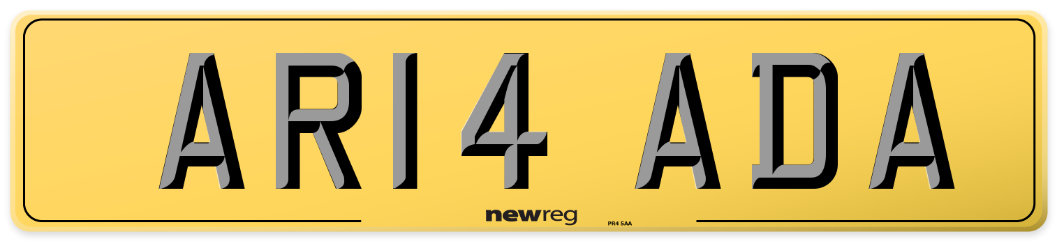 AR14 ADA Rear Number Plate