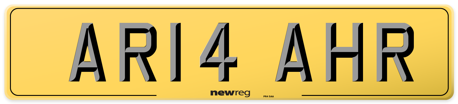 AR14 AHR Rear Number Plate