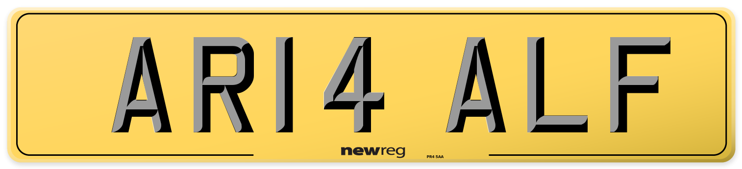 AR14 ALF Rear Number Plate
