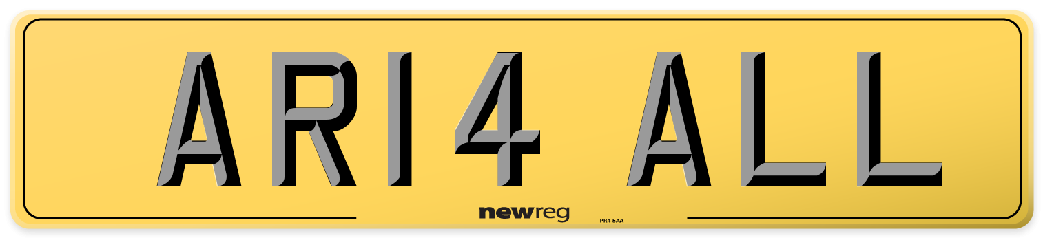 AR14 ALL Rear Number Plate