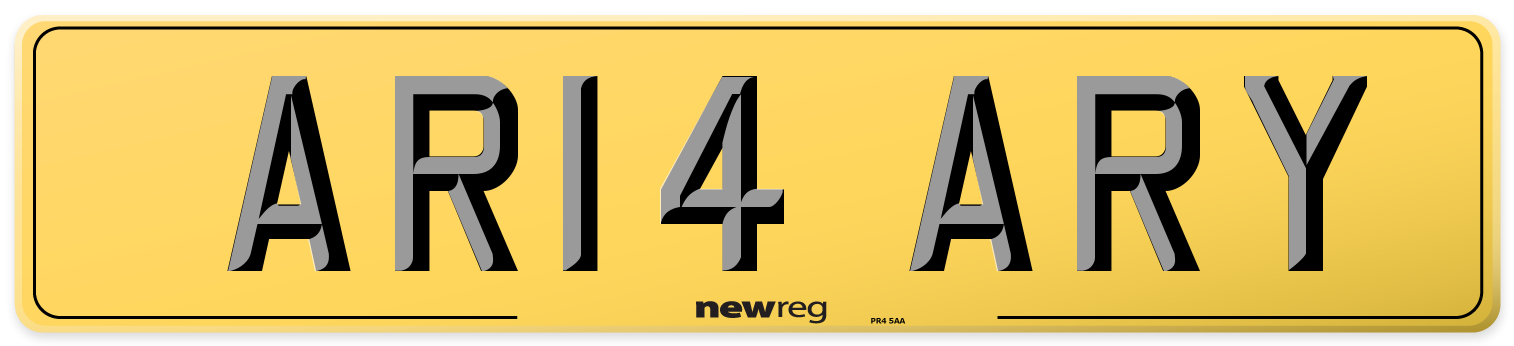 AR14 ARY Rear Number Plate