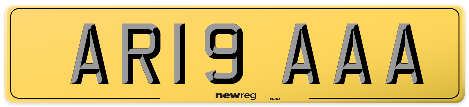 AR19 AAA Rear Number Plate