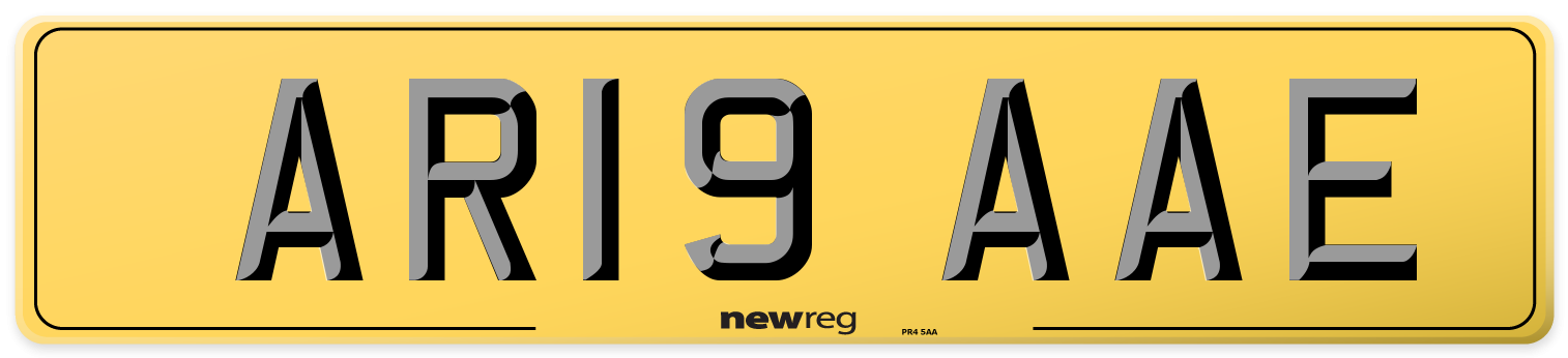 AR19 AAE Rear Number Plate
