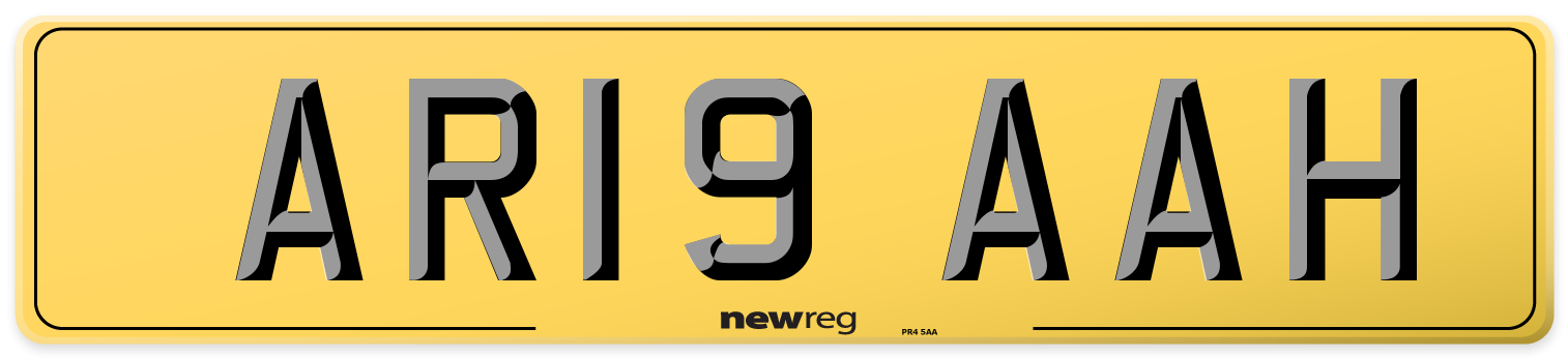 AR19 AAH Rear Number Plate