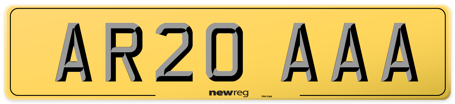 AR20 AAA Rear Number Plate