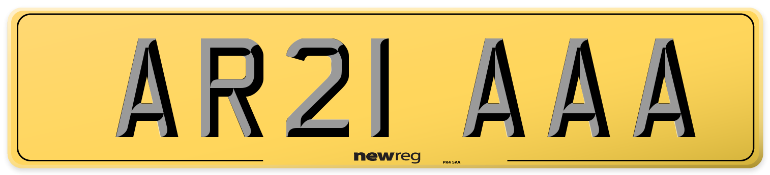 AR21 AAA Rear Number Plate