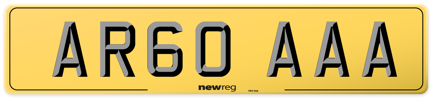 AR60 AAA Rear Number Plate