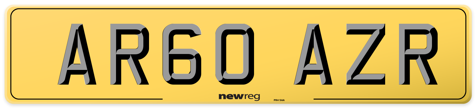 AR60 AZR Rear Number Plate