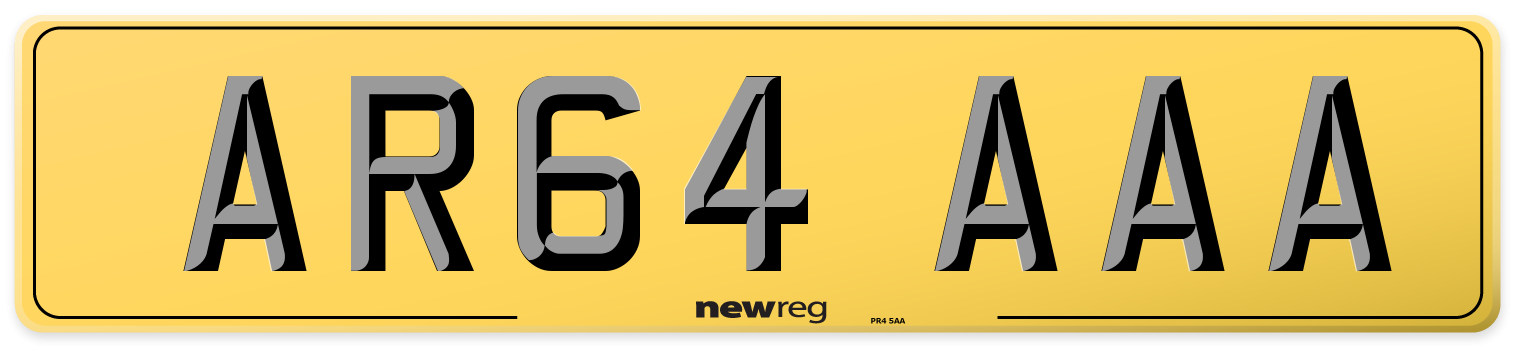 AR64 AAA Rear Number Plate
