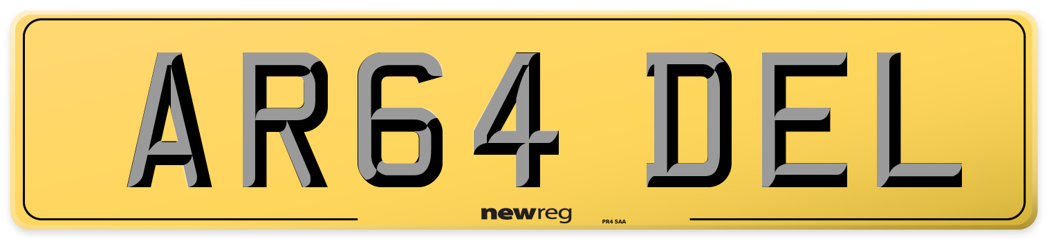AR64 DEL Rear Number Plate