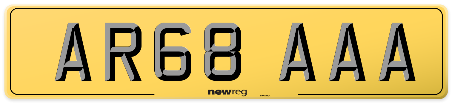 AR68 AAA Rear Number Plate